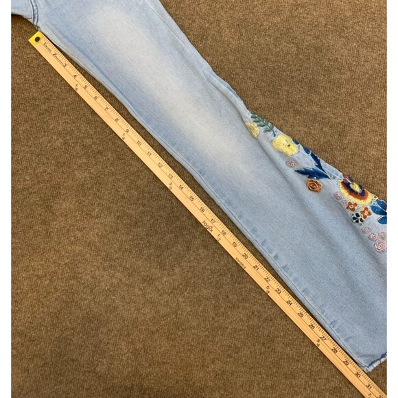 Simple Society Jeans Womens 00/23 Flare Embroidered Floral Festival Boho Stretch - Picture 5 of 8